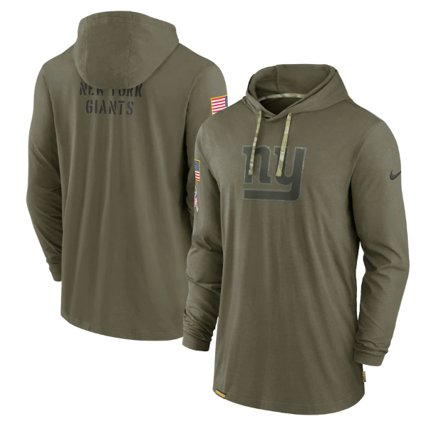 Men's New York Giants 2022 Olive Salute to Service Tonal Pullover Hoodie